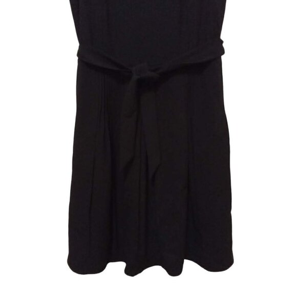 CALVIN Klein Black Knee Length Pleated A-Line Sleeveless Tie Waist Dress Sz 10 - Picture 3 of 9
